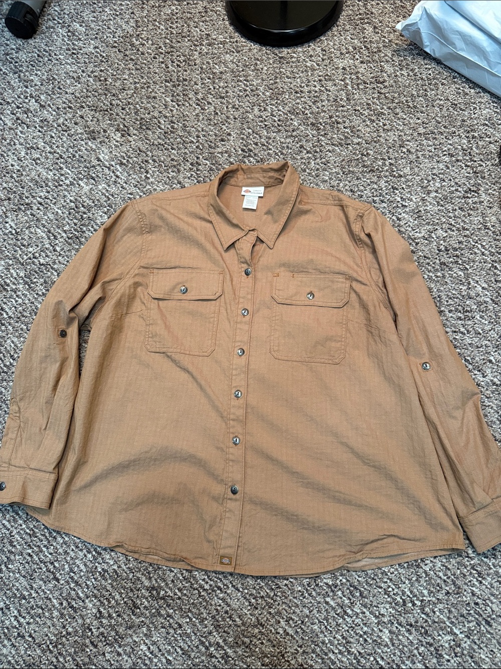 Dickies Women's Caramel Button-Front Work Shirt
